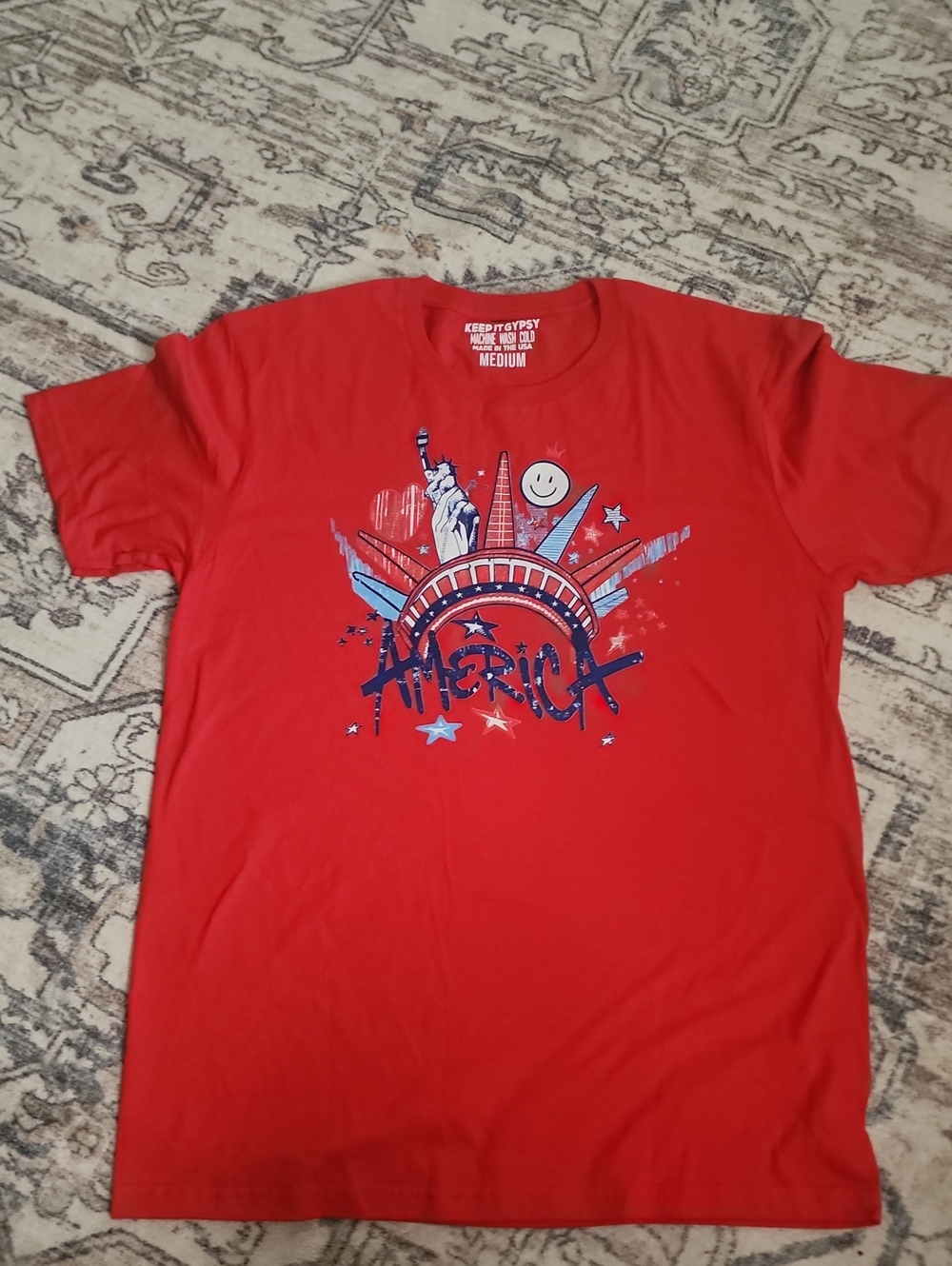 New Womens Red 'America' Graphic T-Shirt - Medium. No Tags But New Never Worn
